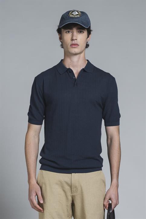 SWEATER POLO S/S CTN SOFT WASH Y/D DENIM