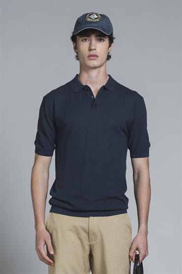 SWEATER POLO S/S CTN SOFT WASH Y/D DENIM