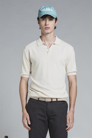 SWEATER POLO S/S CTN SOFT WASH Y/D ECRU