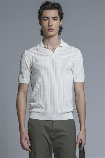 SWEATER POLO S/S COTTON CREPE SOFT WASH WHITE