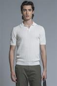 SWEATER POLO S/S COTTON CREPE SOFT WASH WHITE