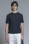 SWEATER ROUND NECK S/S CTN RICE STICH S.WASH Y/D NAVY