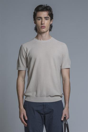 SWEATER ROUND NECK S/S CTN RICE STICH S.WASH Y/D ECRU