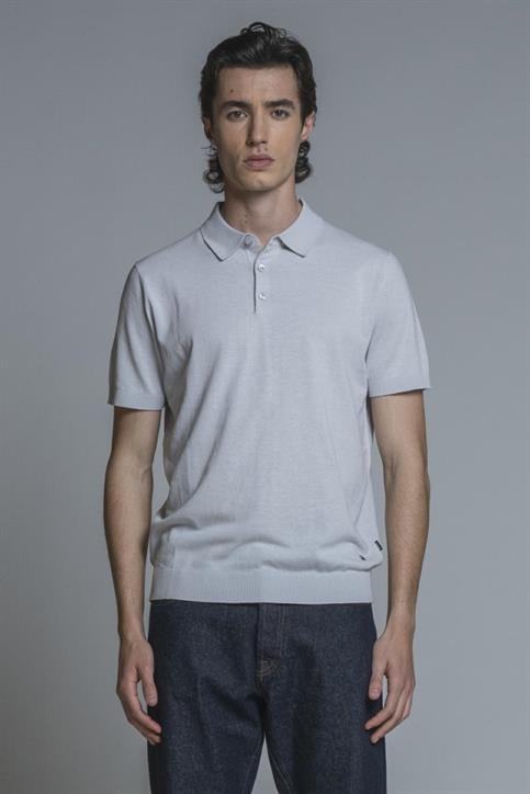 SWEATER POLO S/S CTN CREPE SOFT WASH Y/D PEARL