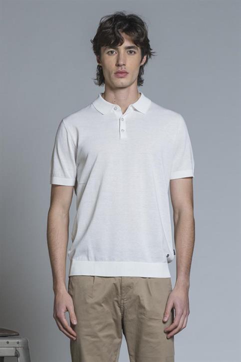 SWEATER POLO S/S CTN CREPE SOFT WASH Y/D WHITE