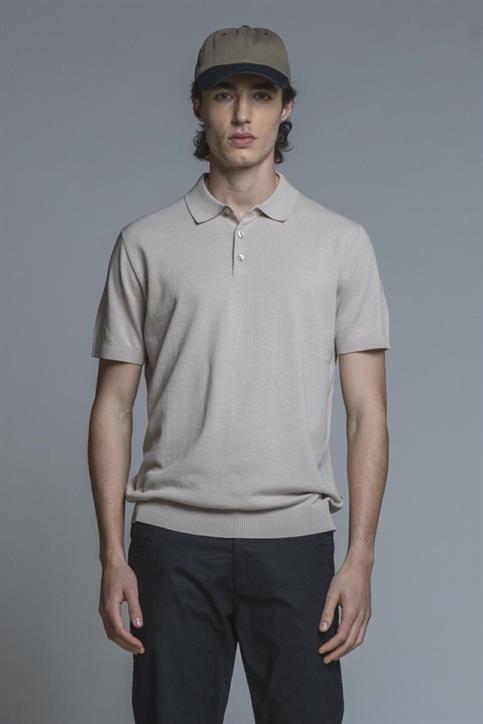 SWEATER POLO S/S CTN CREPE SOFT WASH Y/D ECRU