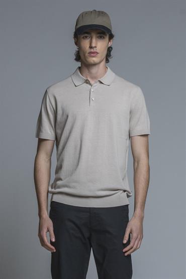 SWEATER POLO S/S CTN CREPE SOFT WASH Y/D ECRU