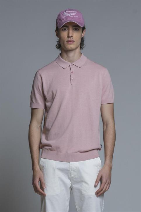 SWEATER POLO S/S CTN CREPE SOFT WASH Y/D PINK