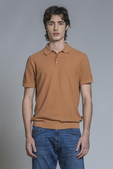 SWEATER POLO S/S CTN RICE STICH SOFT WASH Y/D DK.OCRA
