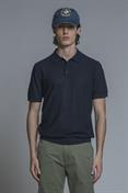 SWEATER POLO S/S CTN RICE STICH SOFT WASH Y/D NAVY