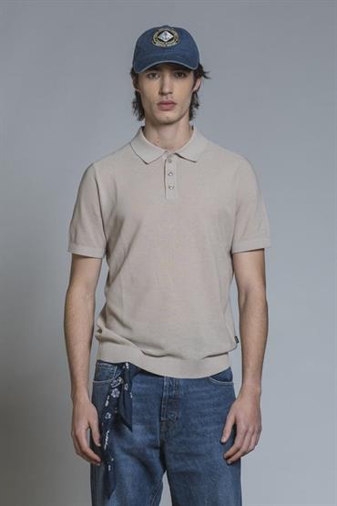SWEATER POLO S/S CTN RICE STICH SOFT WASH Y/D ECRU