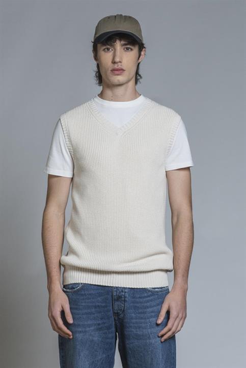 GILET COTTON SOFT WASH Y/D ECRU