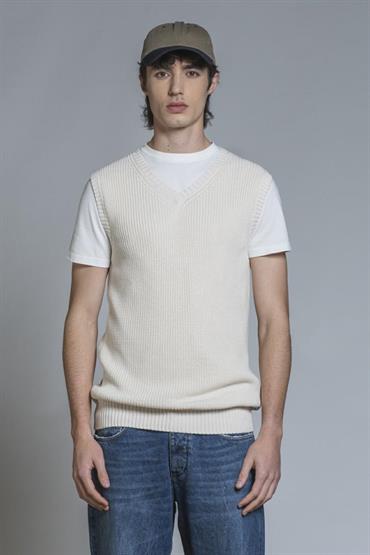 GILET COTTON SOFT WASH Y/D ECRU