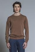 SWEATER ROUND NECK L/S CTN ACID WASH CHOCOLATE