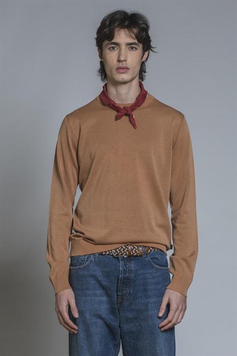 SWEATER ROUND NECK L/S CTN ACID WASH DK.OCRA