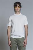 SWEATER ROUND NECK S/S CTN CREPE SOFT WASH F/D WHITE
