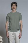 SWEATER ROUND NECK S/S CTN CREPE SOFT WASH F/D LT.GREEN
