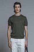 SWEATER ROUND NECK S/S MIX.LINEN SOFT WASH DK.GREEN
