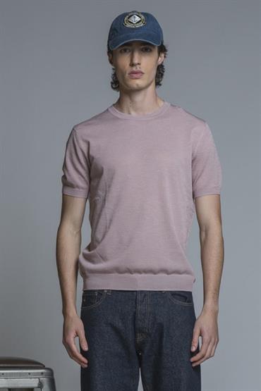 SWEATER ROUND NECK S/S MIX.LINEN SOFT WASH PINK