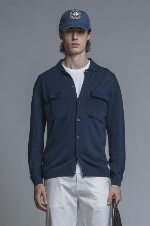 SWEATER OVERSHIRT COTTON SOFT WASH Y/D NAVY