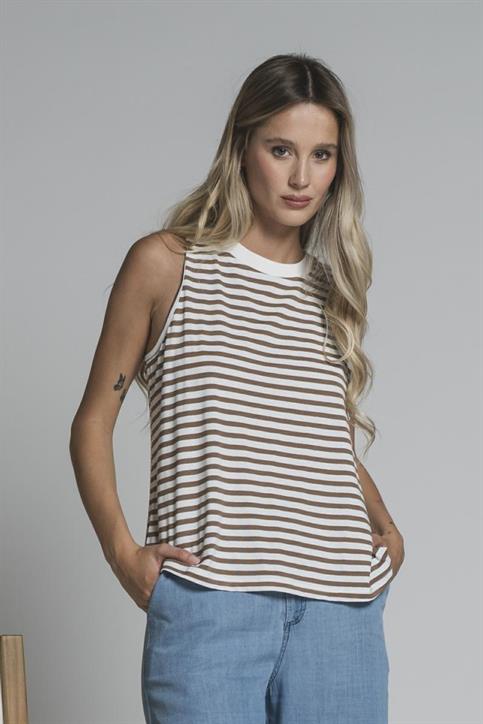 TOP VEST JERSEY Y/D TOBACCO STRIPE