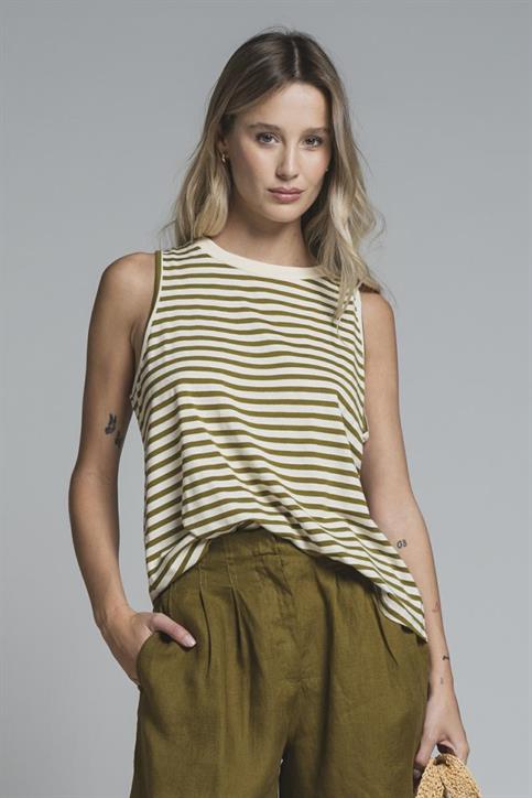 TOP VEST JERSEY Y/D OIL STRIPE