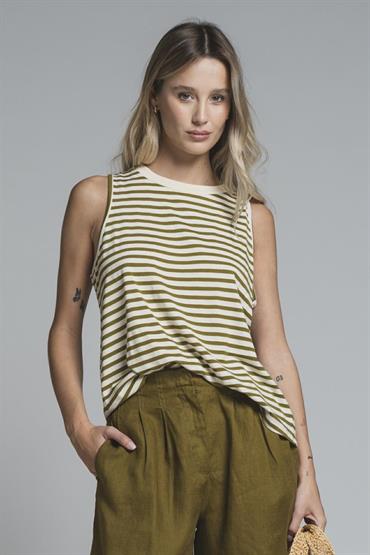 TOP VEST JERSEY Y/D OIL STRIPE