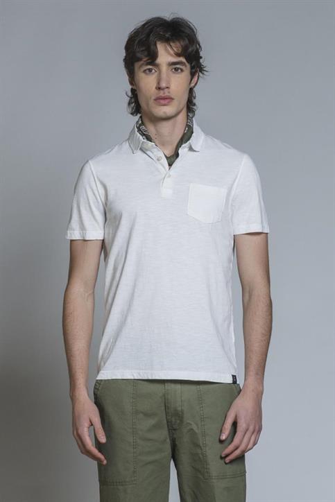 POLO PKT S/S JERSEY SLUB G/D WHITE