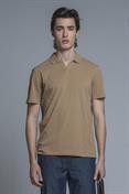 POLO SKIPPER S/S COTTON/LINEN SOFT WASH COOKIE