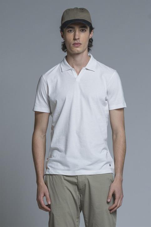 POLO SKIPPER S/S COTTON/LINEN SOFT WASH WHITE