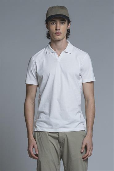 POLO SKIPPER S/S COTTON/LINEN SOFT WASH WHITE