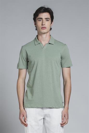 POLO SKIPPER S/S COTTON/LINEN SOFT WASH LT.GREEN