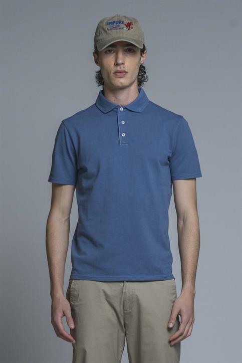 POLO FRENCH COLLAR S/S PIQUET STRETCH G/D DENIM
