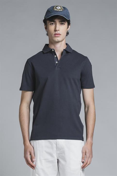 POLO FRENCH COLLAR S/S PIQUET STRETCH G/D NAVY
