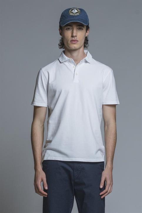 POLO FRENCH COLLAR S/S PIQUET STRETCH G/D WHITE