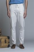 CHINO LONG SLIM POPELINE CANVAS F/D WHITE