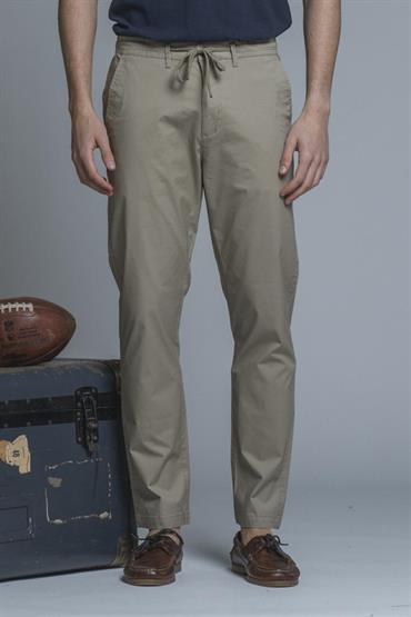 CHINO LONG SLIM POPELINE CANVAS F/D DESERT