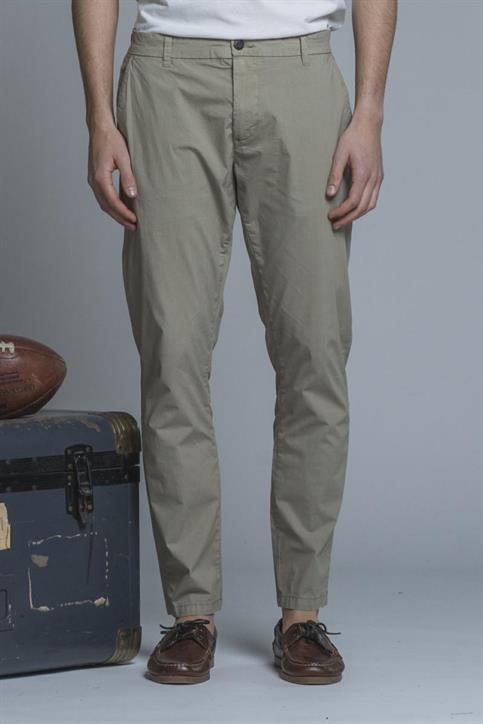 CHINO LONG SLIM POPELINE STRETCH G/D TAUPE