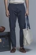 CHINO LONG SLIM POPELINE STRETCH G/D NAVY