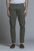 CHINO LONG SLIM POPELINE STRETCH G/D MIL.GREEN