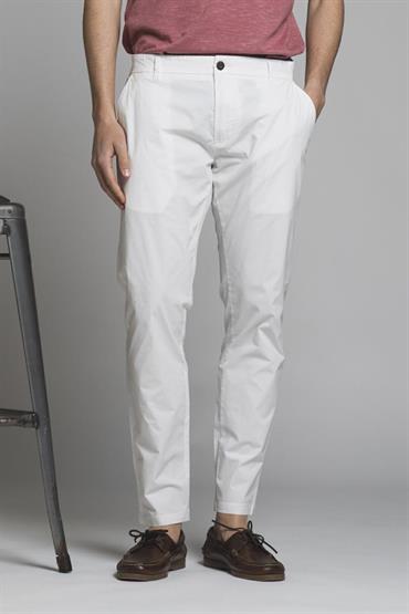 CHINO LONG SLIM POPELINE STRETCH G/D WHITE