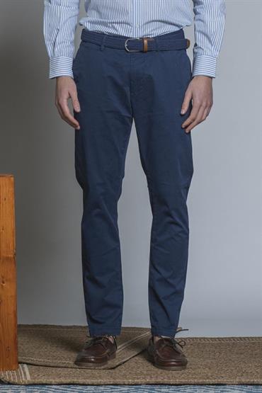 CHINO LONG SLIM TWILL STRETCH F/D BLUE