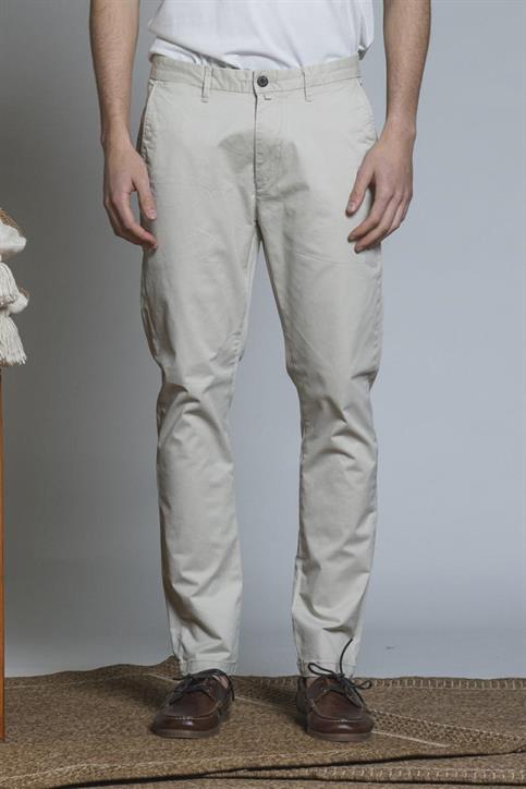 CHINO LONG SLIM TWILL STRETCH F/D ECRU