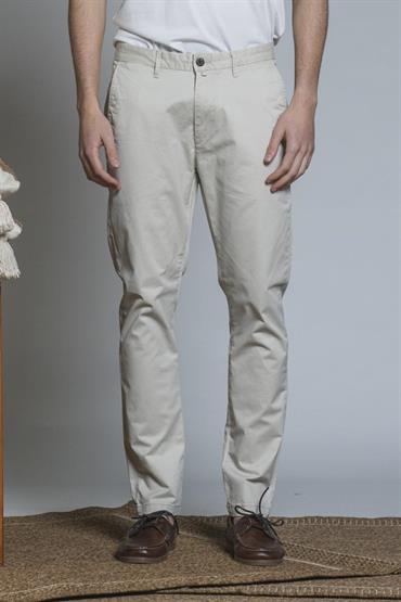 CHINO LONG SLIM TWILL STRETCH F/D ECRU