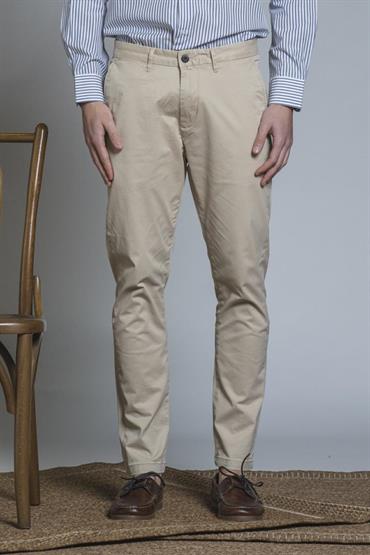 CHINO LONG SLIM TWILL STRETCH F/D DESERT