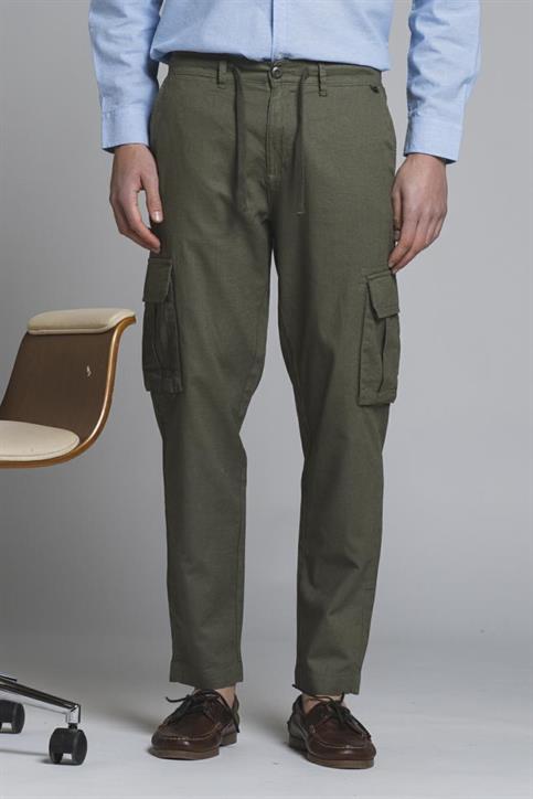 CARGO LONG COMF.MIXED LINEN G/D MIL.GREEN