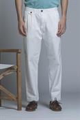 CHINO LONG COMF.PINCES TWILL STRETCH F/D WHITE