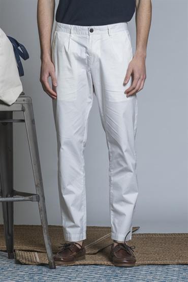 CHINO LONG PENCES COMF.POPELINE CANVAS F/D WHITE
