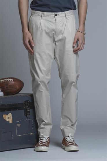 CHINO LONG PENCES COMF.POPELINE CANVAS F/D ECRU