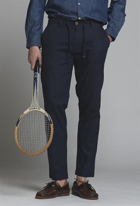 CHINO LONG COMF.MIXED LINEN G/D NAVY